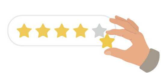 Hand selecting a yellow star in a five-star rating system, symbolizing customer feedback for GBIS Communications' services.